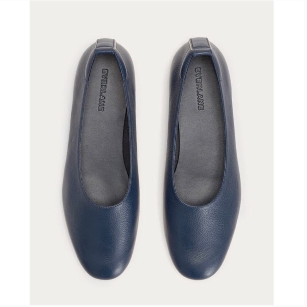 Everlane Italian Leather Day Glove Flats 5 NWT Navy Blue Academia Minimalist